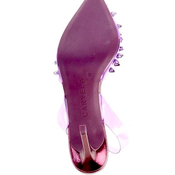 New Carvela Lápiz Clear Studded Sling Pumps - Picture 5 of 15